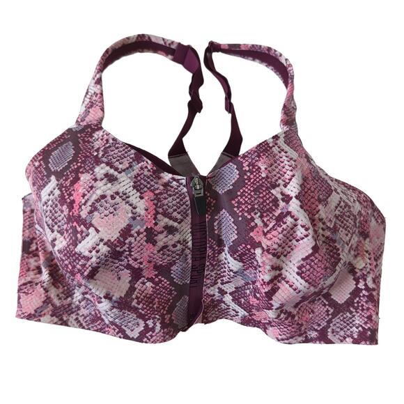 Victoria's Secret Knockout Ultra Max Sports Bra Snake Print Zip Front 34DD 34E - Picture 1 of 6